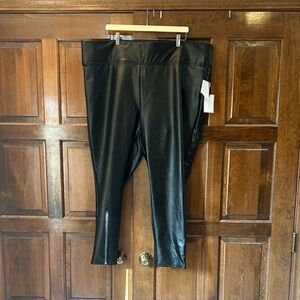 NWT 1. STATE Solid Black Faux-Leather High-Rise  Women's Leggings Size 3X